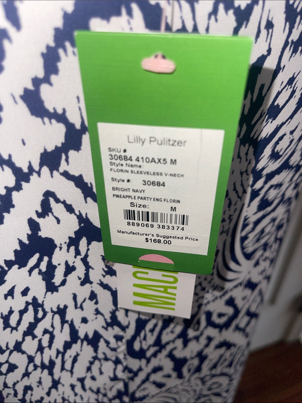 Lilly Pulitzer NWT Sleeveless Blue & Green Printed Shift Dress - Picture 4 of 5